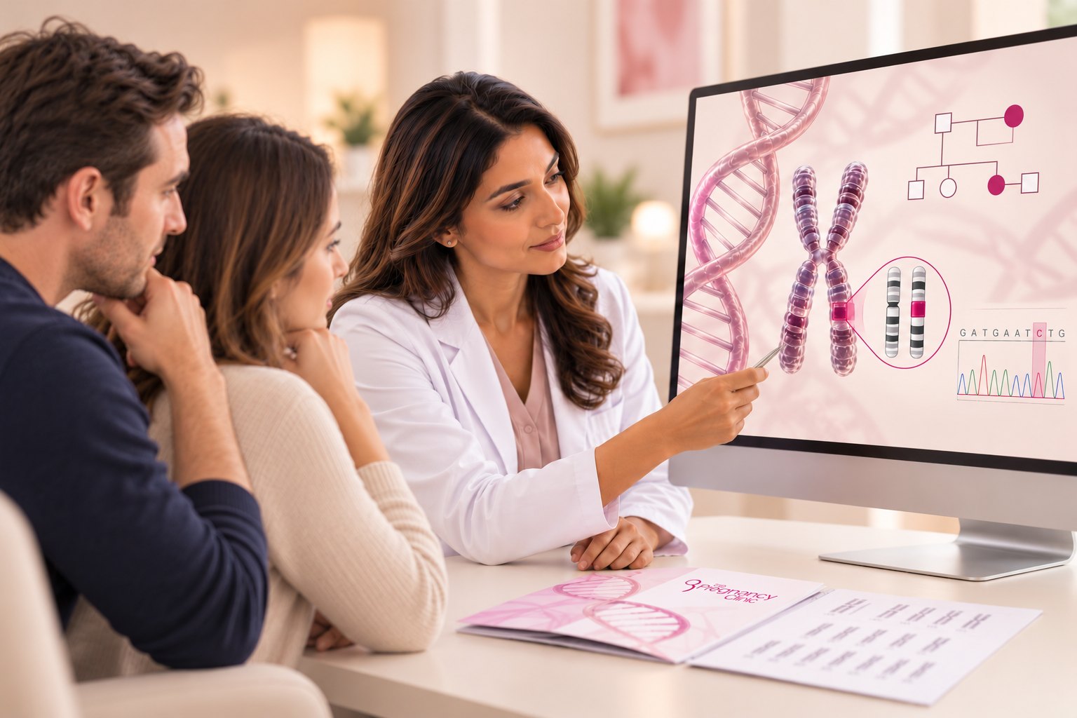 Genetic counsellor explaining genetic test results to a couple