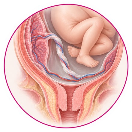 Vasa praevia: fetal blood vessels crossing the membranes near the cervix